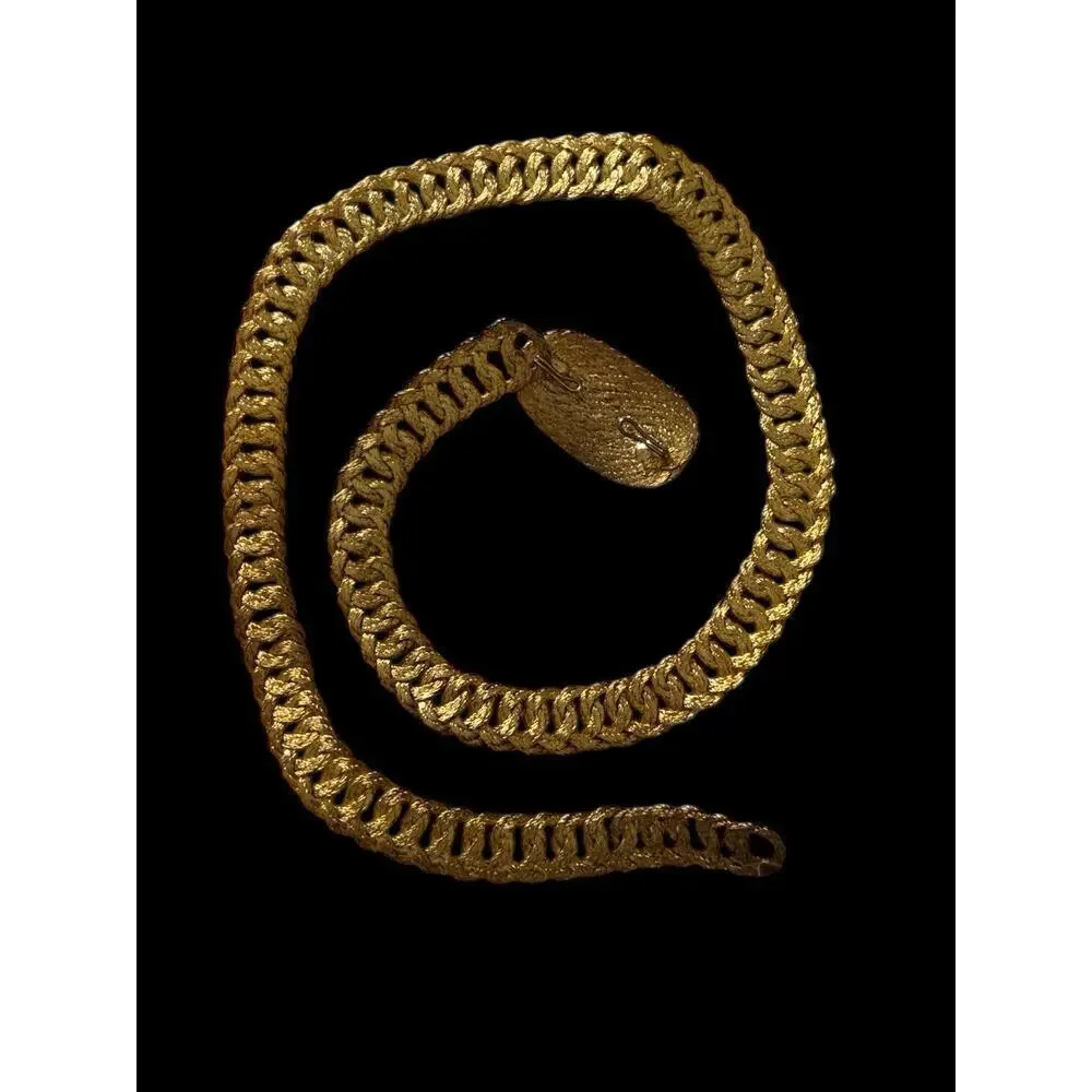 Faux Gold Lame’ 23” Braided Woven Wire Adjustable Belt Vintage Fashion Skinny